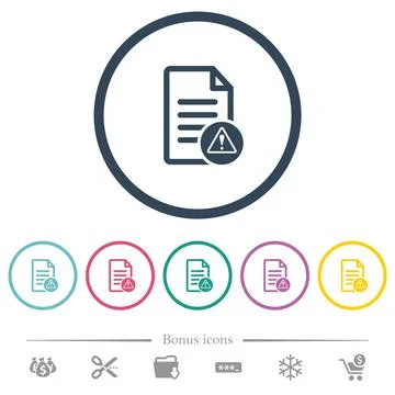 Document error flat color icons in round outlines 库存插图