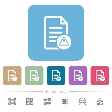 Document error flat icons on color rounded square backgrounds イラスト素材