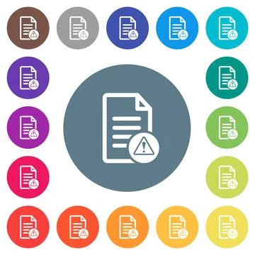 Document error flat white icons on round color backgrounds イラスト素材