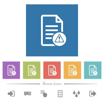 Document error flat white icons in square backgrounds 库存插图