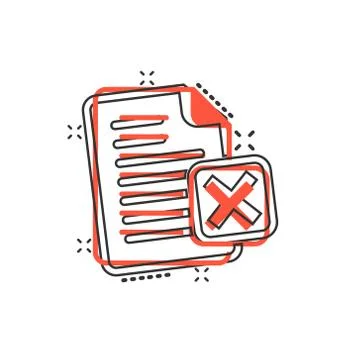 Document error icon in comic style. Broken report cartoon vector illustration Stock Illustration
