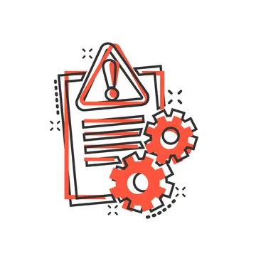 Document error icon in comic style. Broken report cartoon vector illustration Stockillustratie