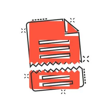 Document error icon in comic style. Broken report cartoon vector illustration 스톡 일러스트