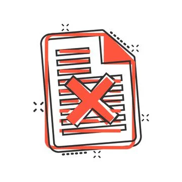 Document error icon in comic style. Broken report cartoon vector illustration Stock Illustration