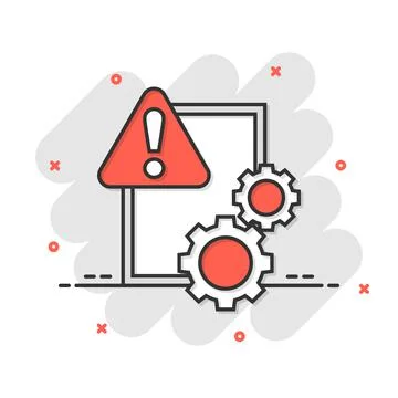 Document error icon in comic style. Broken report cartoon vector illustration Ilustración de archivo