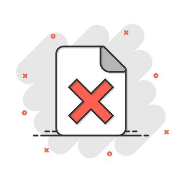 Document error icon in comic style. Broken report cartoon vector illustration Stock Illustration