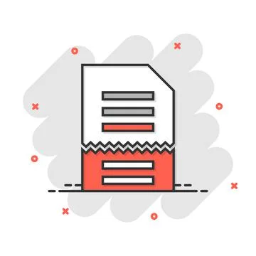 Document error icon in comic style. Broken report cartoon vector illustration イラスト素材