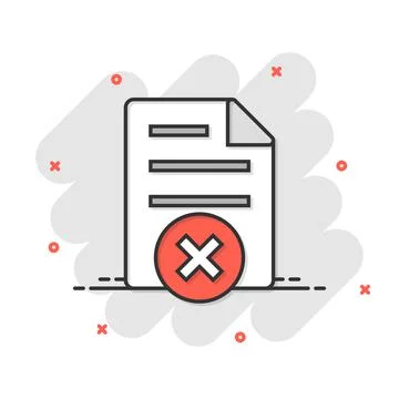Document error icon in comic style. Broken report cartoon vector illustration Illustrazione stock
