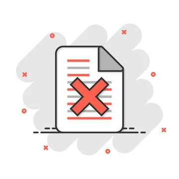 Document error icon in comic style. Broken report cartoon vector illustration Illustrazione stock