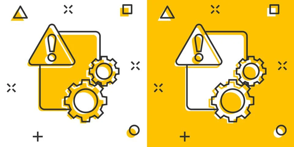 Document error icon in comic style. Broken report cartoon vector illustration Stock Illustration