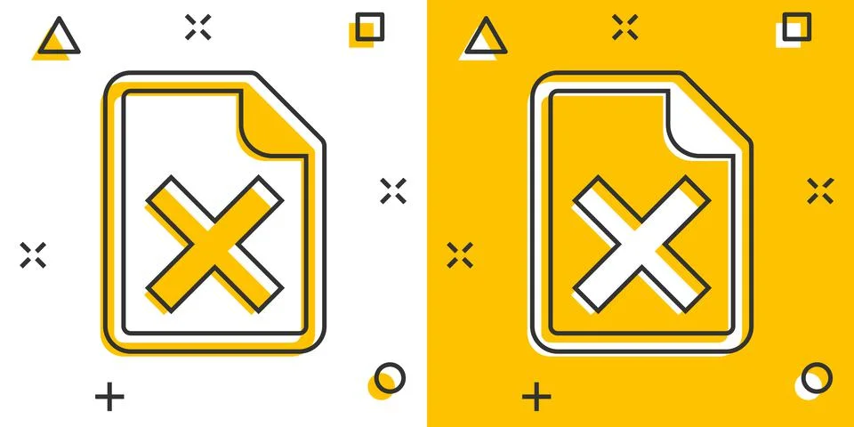 Document error icon in comic style. Broken report cartoon vector illustration Stock Illustration