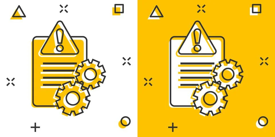 Document error icon in comic style. Broken report cartoon vector illustration イラスト素材
