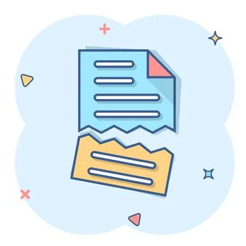 Document error icon in comic style. Broken report cartoon vector illustration Stock Illustration