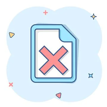 Document error icon in comic style. Broken report cartoon vector illustration Stock Illustration
