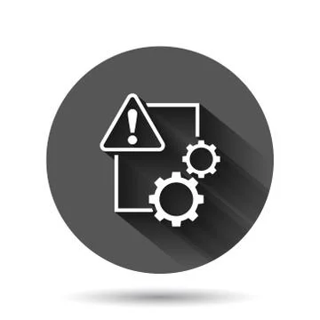 Document error icon in flat style. Broken report vector illustration on black Ilustración de archivo