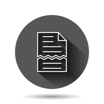 Document error icon in flat style. Broken report vector illustration on black Illustrazione stock