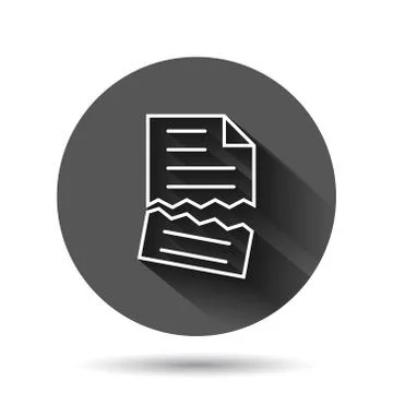 Document error icon in flat style. Broken report vector illustration on black Illustrazione stock