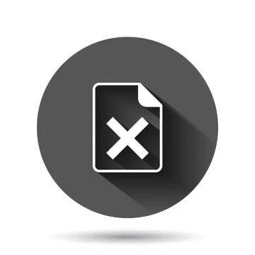 Document error icon in flat style. Broken report vector illustration on black Illustrazione stock