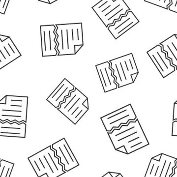 Document error icon in flat style. Broken report vector illustration on white Illustrazione stock