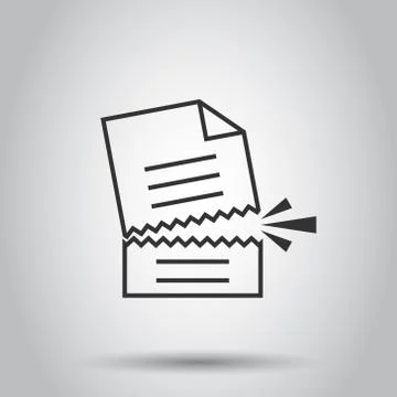 Document error icon in flat style. Broken report vector illustration on white Ilustración de archivo