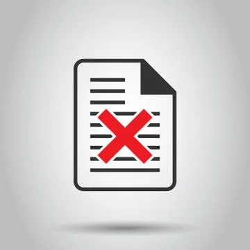 Document error icon in flat style. Broken report vector illustration on white Ilustración de archivo