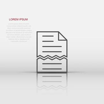 Document error icon in flat style. Broken report vector illustration on whi.. Stock Illustration