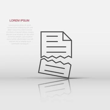 Document error icon in flat style. Broken report vector illustration on whi.. Stock Illustration