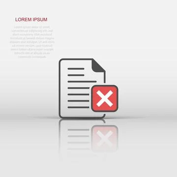 Document error icon in flat style. Broken report vector illustration on whi.. Stock Illustration