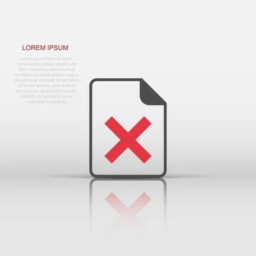 Document error icon in flat style. Broken report vector illustration on whi.. Stock Illustration