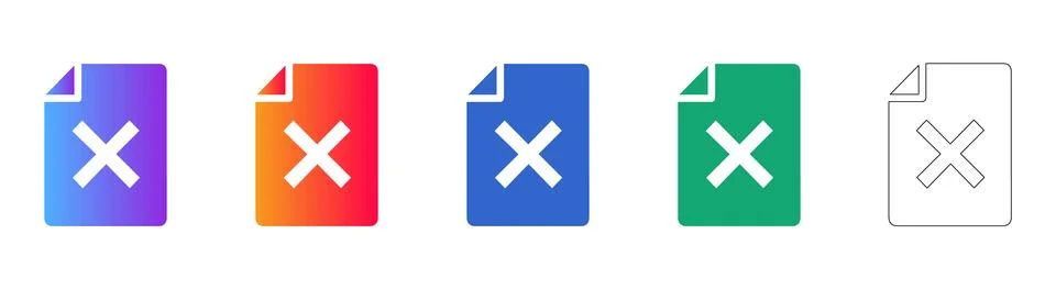 Document Error Icons Set Stock Illustration