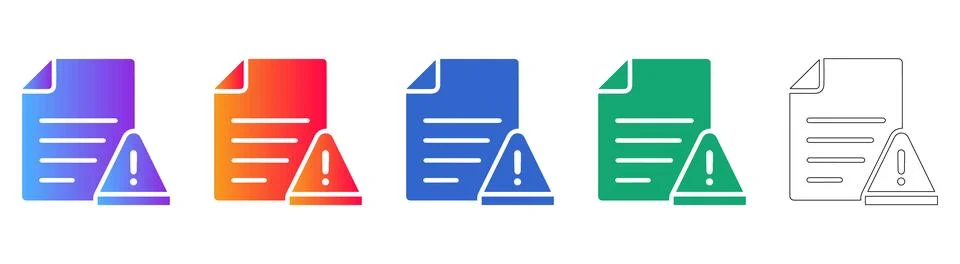 Document Error Warning Icons Illustrazione stock