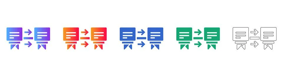 Document Exchange and Collaboration Icons Set Stockillustratie