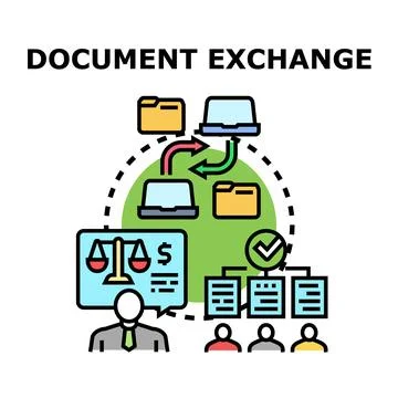 Document exchange information data sharing process Stock Illustration