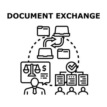 Document exchange information data sharing process Stock Illustration