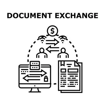 Document exchange process digital information transfer concept Stock Illustration