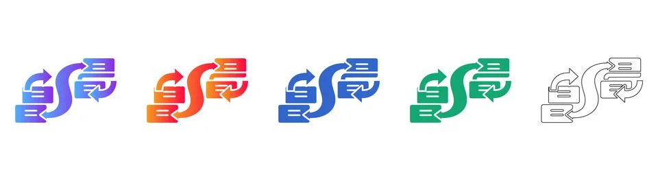 Document Exchange Sync Icon Set in Gradient and Outline Stock Illustration