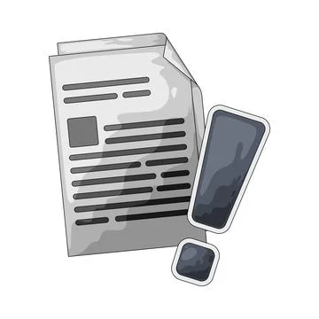 Document with exclamation mark illustration Illustration