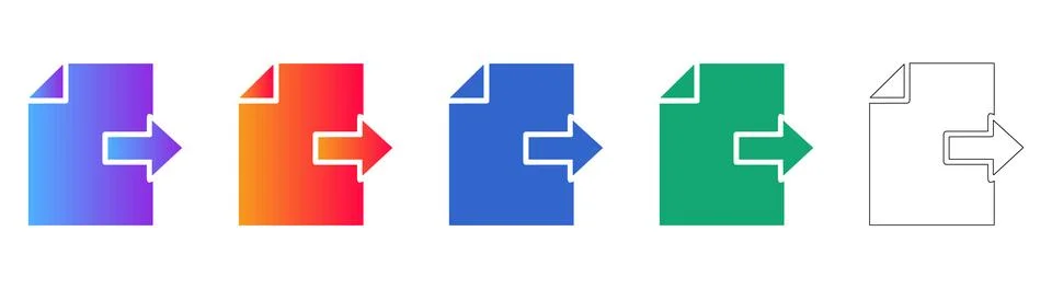 Document Export and File Transfer Icons Stock Illustration