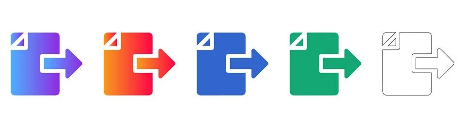 Document Export File Icon Set Illustrazione stock