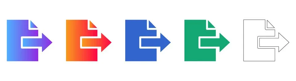 Document Export File Icons Set Illustrazione stock