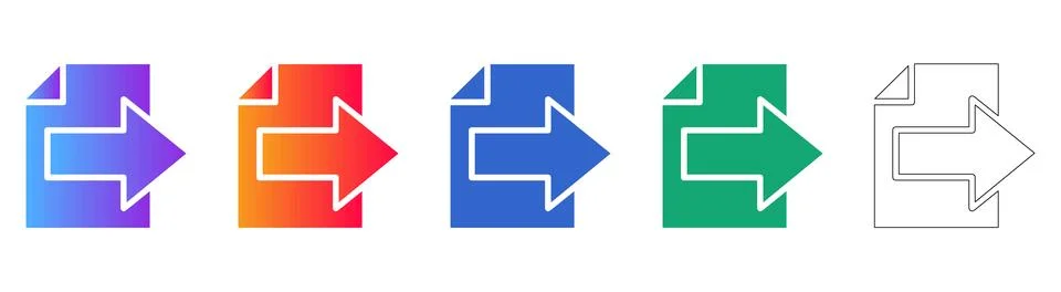 Document Export Icon Set with Gradient and Outline Variations 스톡 일러스트