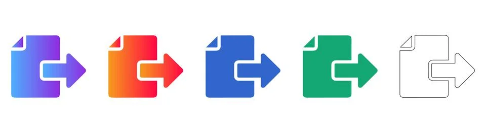 Document Export Icon Set in Gradient and Line Art Stockillustratie