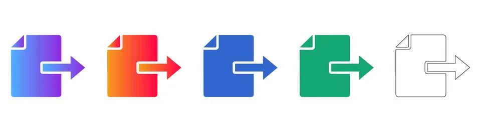 Document Export Icon Set 스톡 일러스트