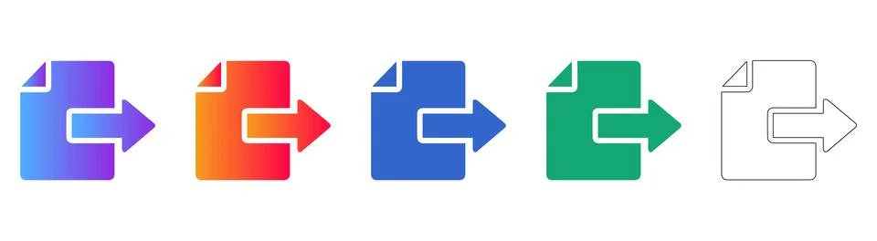 Document Export Icon Set for User Interface 스톡 일러스트