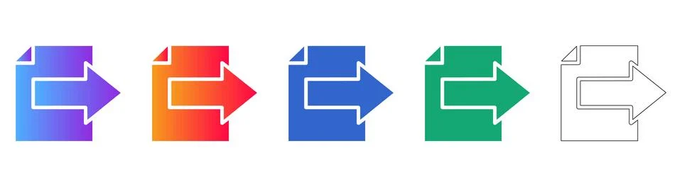 Document Export Interface Icons in Gradient and Line Styles Ilustração Stock