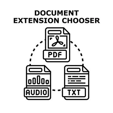 Document extension chooser selecting file type concept Stock Illustration