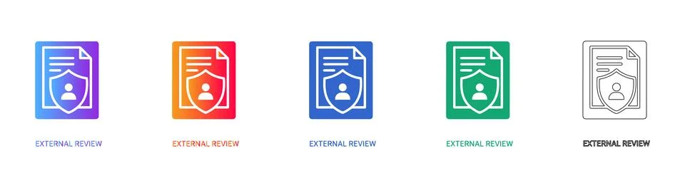 Document External Review Icon Set 库存插图