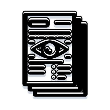 Document with eye icon indicating data surveillance and privacy 스톡 일러스트