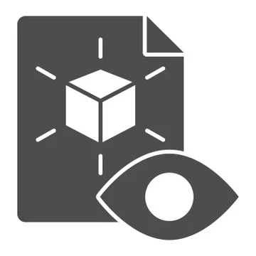 Document with eye solid icon. 3D project vector illustration isolated on white Illustrazione stock