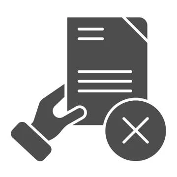 Document fail solid icon. Quality control fail vector illustration isolated on Illustrazione stock